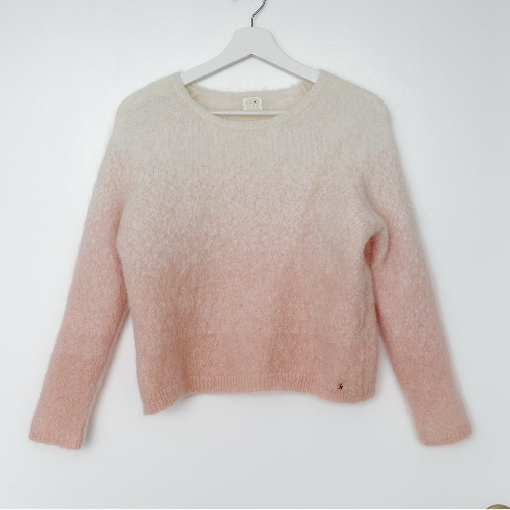 Des Petits Hauts Mohair Blend Ombré Baby Pink Sweater